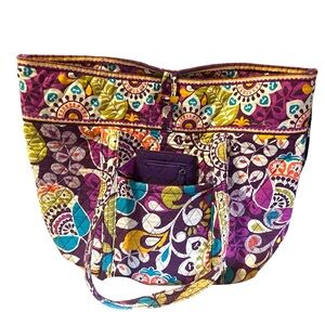 Vera Bradley Shoulder Bag + Bonus WALLET: “PLUM CRAZY” in Plum, Purple and Lime